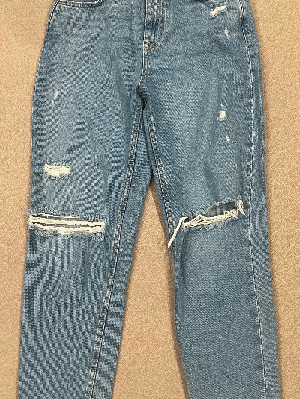 Zara Distressed Ripped High Waisted Straight Leg Jeans - Size 6 / 28